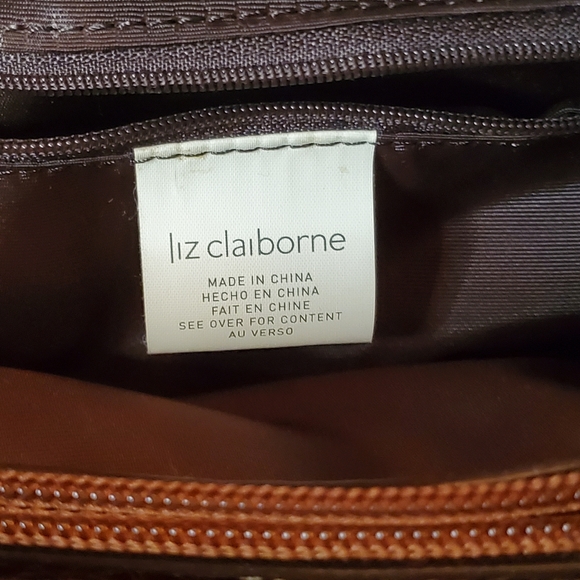 Liz Claiborne Faux Alligator Bag w Striped Fabric - Picture 7 of 10